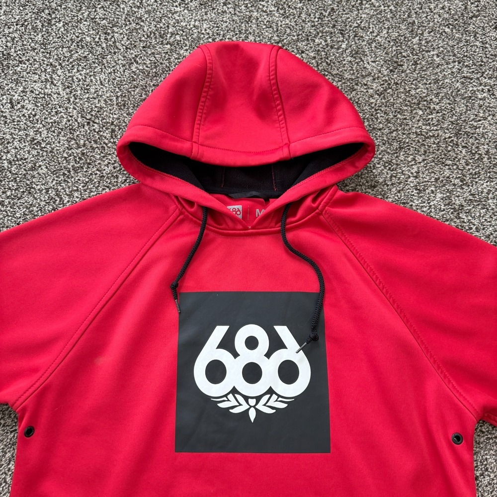 686 Knockout Bonded Fleece Pullover Hoody Medium Red Snowboard Ski Outdoor
